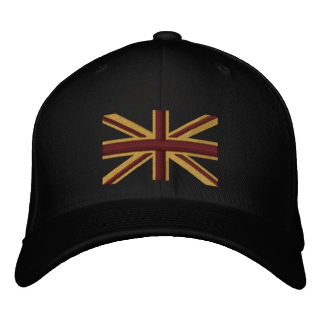 Royal Union Jack Flag England Swag Embroidery Embroidered Hat (Front)