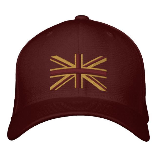 Royal Union Jack Flag England Swag Embroidery Embroidered Hat (Front)