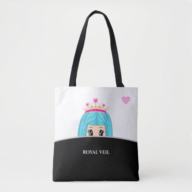 Royal veil on black and white tote bag (Front)