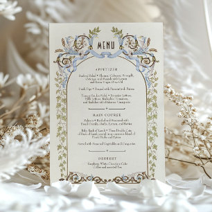 Royal Victorian Elegance Watercolor Menu Card