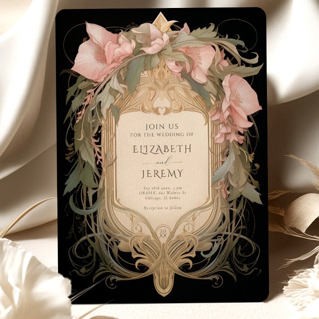 Royal Victorian Wedding Whimsical Floral Ornaments Invitation (Creator Uploaded)