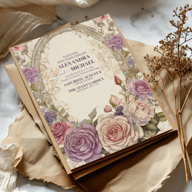 Royal Victorian Wedding Whimsical Floral Ornaments Invitation (Creator Uploaded)