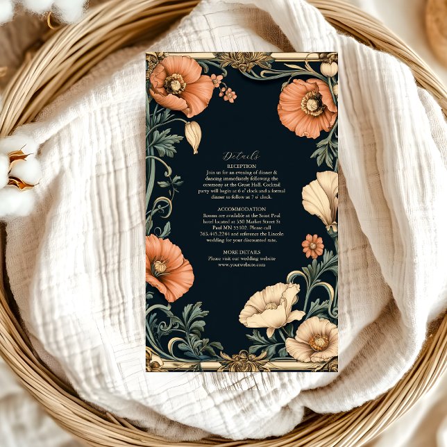 Royal Victorian Wedding Whimsical Floral Wedding Enclosure Card (Creator Uploaded)