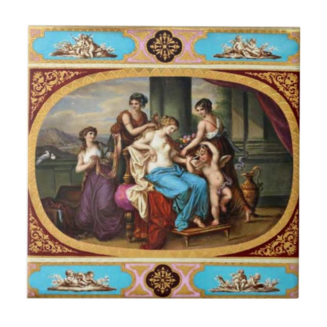 Royal Vienna Vintage Design Tile Cupid and Maidens (Front)