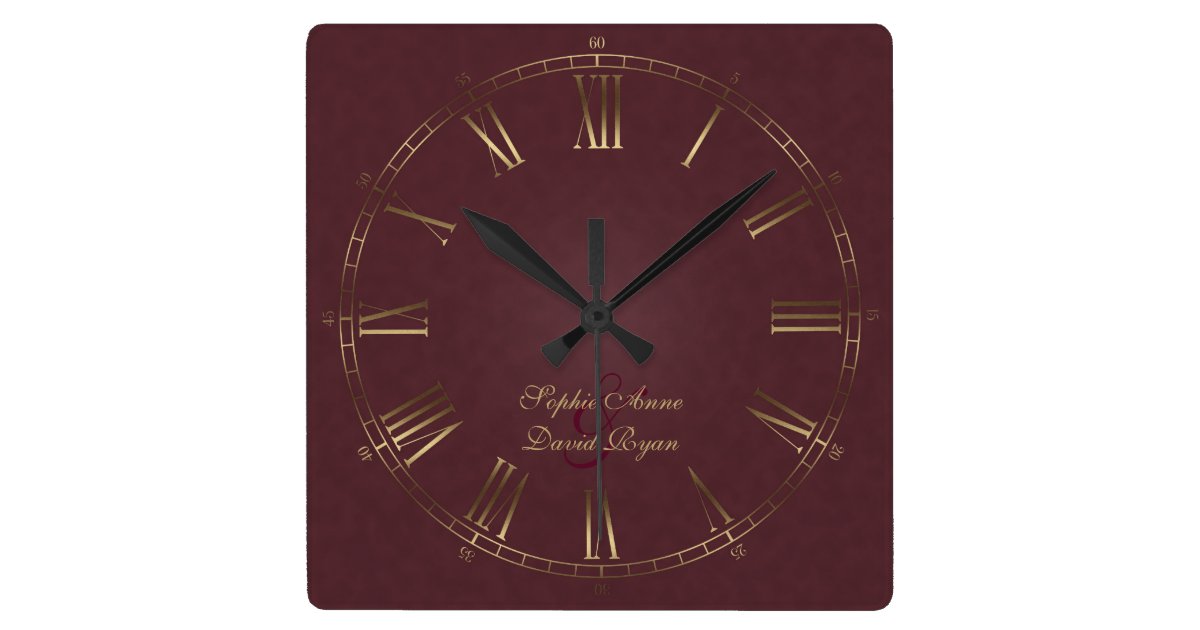 Royal Vintage Gold Burgundy Roman Numeral Monogram Square ...