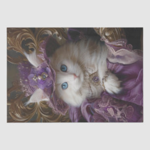 Royal Vintage Lace White Cat Decoupage  Tissue Paper