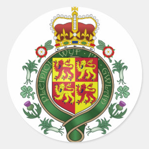 Royal Wales Official Coat Of Arms Heraldry Symbol Classic Round Sticker