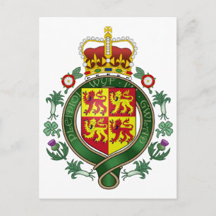 Royal Wales Official Coat Of Arms Heraldry Symbol Postcard