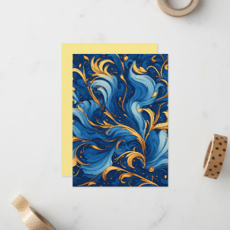 Royal Waves of Whimsy Swirls of Blue & Gold Card