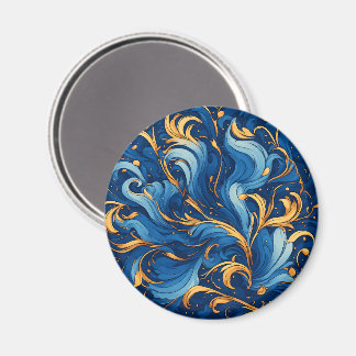Royal Waves of Whimsy Swirls of Blue & Gold Magnet