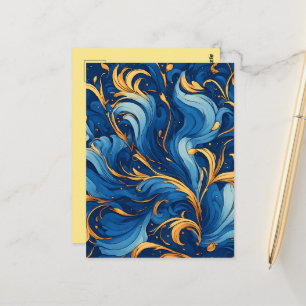 Royal Waves of Whimsy Swirls of Blue & Gold Postcard