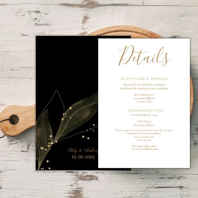 Royal wedding black & golden minimalist enclosure card (Creator Uploaded)