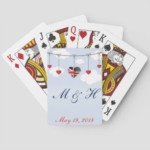 Royal Wedding British and American flag hearts Playing Cards