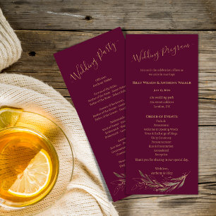 Royal wedding burgundy All in One Wedding program Programme