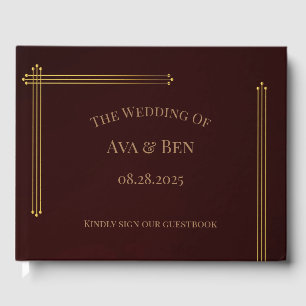 Royal Wedding Burgundy Gold Guest Book