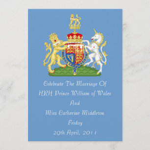 Royal Wedding Coat Of Arms Invitation (Blue)