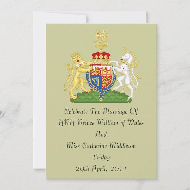 Royal Wedding Coat Of Arms Invitation (Taupe) (Front)