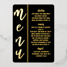 royal  wedding  foil menu card