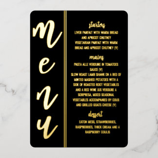 royal  wedding  foil menu card