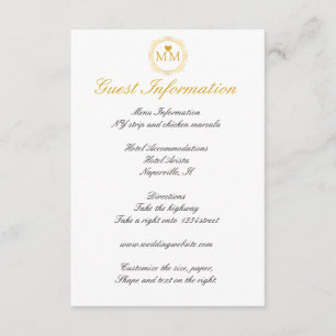 Royal Wedding Gold Script Guest Information Enclosure Card