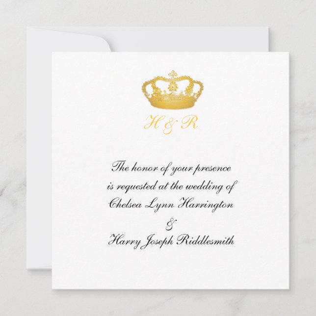 Royal Wedding Golden Crown Invitation (Front)