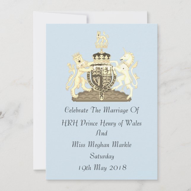 Royal Wedding Harry and Meghan Custom Invite Blue (Front)