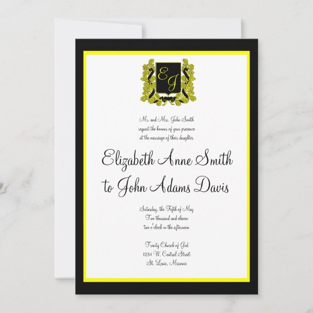 Royal Wedding Invitation Black and Gold (Front)