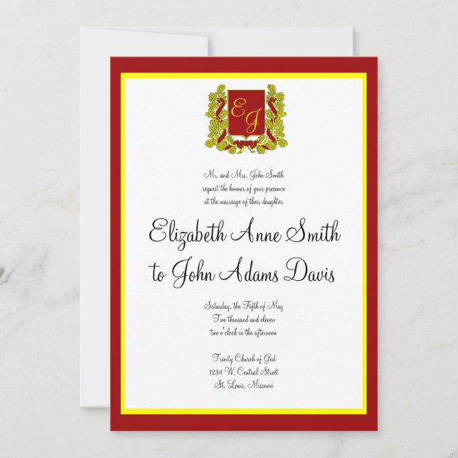 Royal Wedding Invitation Red and Gold (Front)