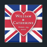 Royal Wedding Magnets for Party Favours<br><div class="desc">Having a royal wedding viewing party? or just want to commemorate the royal wedding between Prince William and Catherine Middleton? Magnets have a red, blue and white Union Jack background, a huge red heart, and text that reads WILLIAM & CATHERINE April 29, 2011 in white lettering. Pass these gorgeous magnets...</div>