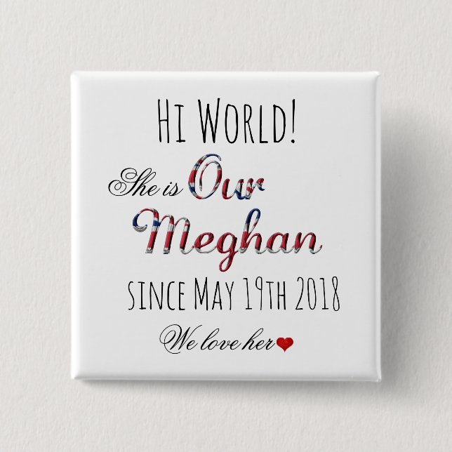 Royal Wedding Meghan Markle Prince Harry May 19th 15 Cm Square Badge (Front)