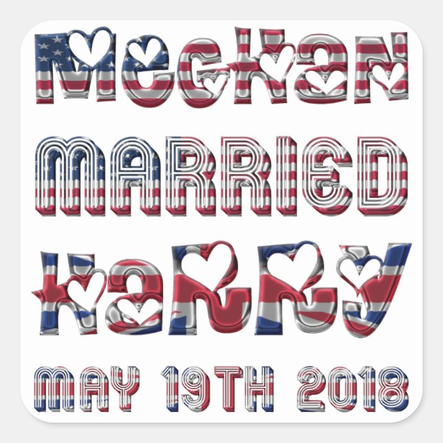 Royal Wedding Meghan Markle Prince Harry Square Sticker (Front)
