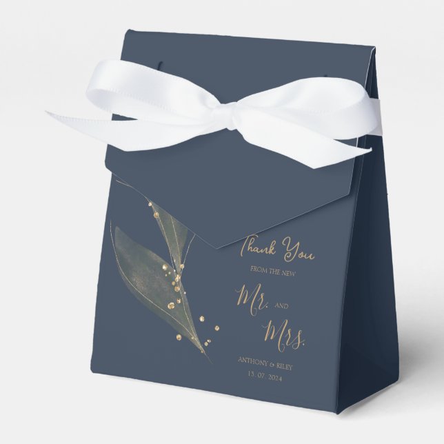 Royal wedding navy blue thank you  favour box (Front Side)
