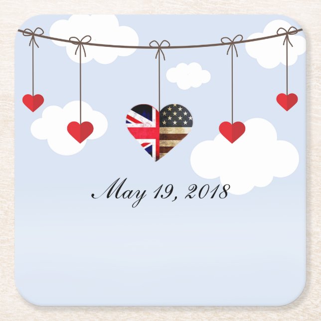 Royal Wedding Party Square Paper Coaster (Front)
