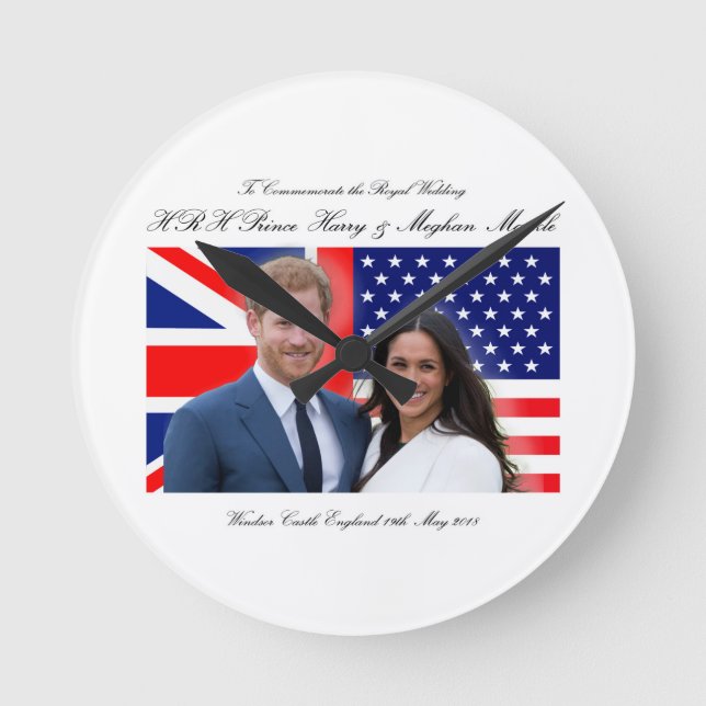 Royal Wedding Prince Harry and Meghan Markle Round Clock (Front)
