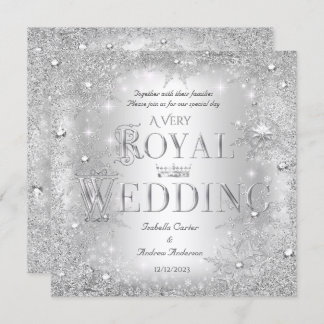 Royal Wedding Silver Winter Wonderland Crown Invitation