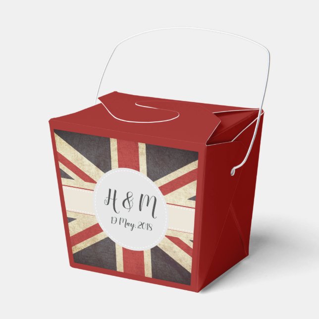 Royal Wedding Union Jack Monogram Favour Box (Front Side)