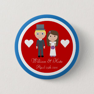 Royal Wedding William & Kate Cute Cartoon 6 Cm Round Badge