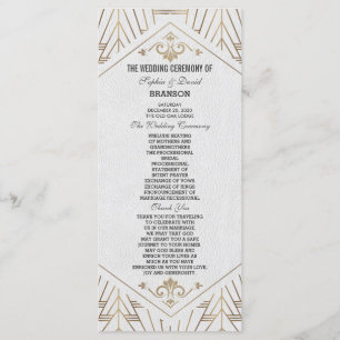 Royal White Gold Great Gatsby Wedding Program Programme