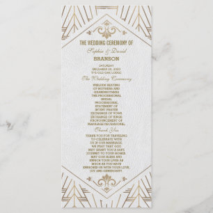 Royal White Gold Great Gatsby Wedding Program Programme