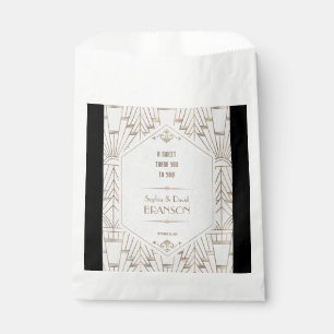 Royal White Gold Great Gatsby Wedding THANK YOU Favour Bags