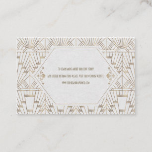 Royal White Gold Great Gatsby Wedding Website Business Card