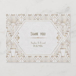 Royal White Gold Great Wedding Thank You Postcard