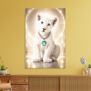 Royal White Lion Blue Sapphire Legacy Canvas Print