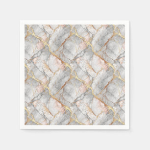 Royal White Marble Stone & Gold Vein Pattern Art Napkin