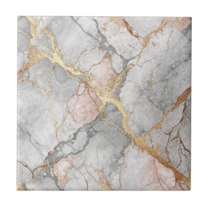 Royal White Marble Stone & Gold Vein Pattern Art Tile