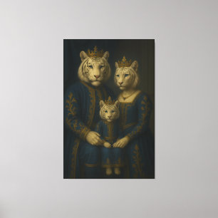 Royal White Tiger Family · Blue Sapphire Crown Can Canvas Print