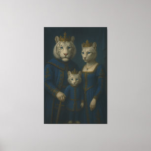 Royal White Tiger Family · Blue Sapphire Crown Can Canvas Print