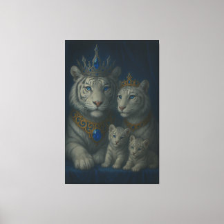 Royal White Tiger Family · Blue Sapphire Crown Can Canvas Print