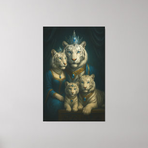 Royal White Tiger Family · Blue Sapphire Crown Can Canvas Print