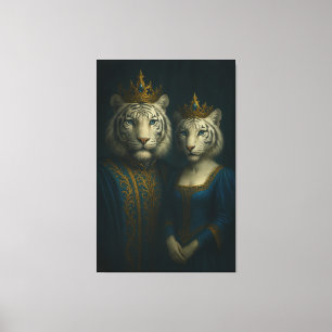 Royal White Tiger King & Queen – Sapphire Crown No Canvas Print